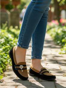 Zapatos planos para mujer, cómodos con suela antiderrapante, con dijes frontales, Primavera-Verano.  Elegante - Negro Melle - Ver 1