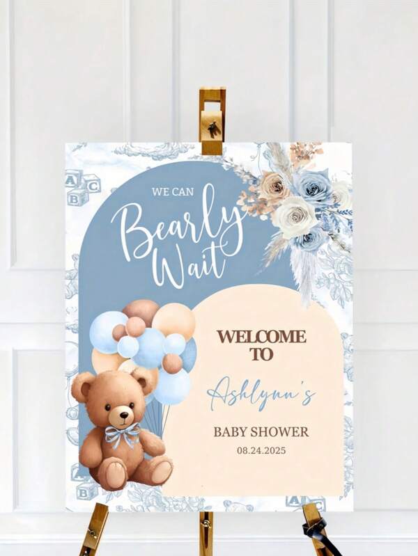 1 pieza Cartel personalizado "No podemos esperar" para bienvenida de bautizo del bebé, utilería fotográfica, fiesta de cumpleaños, decoración de guardería, fiesta de novia, revelación de género, decoración de graduación, se puede personalizar con nombre y fecha, tablero de exhibición de bienvenida a la comunión