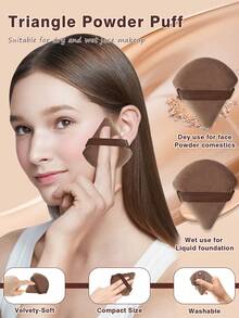 Bộ dụng cụ trang điểm 10 món bao gồm: 8 bông mút trang điểm + 2 bông phấn tam giác - màu nâu - Xem 6