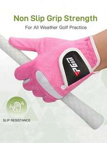 一双男女通用高尔夫手套，两种颜色可选，改良抓握系统，凉爽舒适的女士压缩合成材料高尔夫手套，男女通用，全天候透气柔软握把 - 彩色 - 查看 4