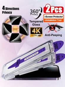 ZYONS Bộ 2 miếng dán màn hình bảo mật 360° tương thích với iPhone, chống nhìn trộm 4 mặt, dễ dàng lắp đặt, vừa khít, không bọt khí hay viền, màn hình phía trước siêu rõ nét, bảo vệ riêng tư 4 mặt, cảm ứng mượt mà, chống trầy xước/bụi/nước/vân tay, tương thích với iPhone 17 Pro Max, 17 Pro, 17 Air, 17, 16, 16 Plus, 16 Pro, 16 Pro Max, 15, 14, 13, Mini, 12, 11, XS Max, XR - 2 cái - Xem 29