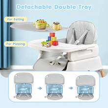 Advwin 4-In-1 Baby High Chair Portable Feeding Chair Foldable Infant Dining Seat - 灰色 - 查看 5