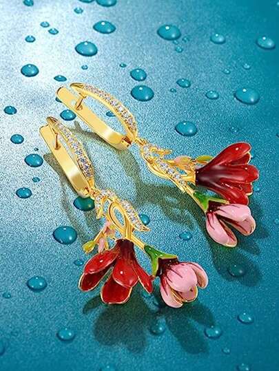 1 件装奢华立方氧化锆耳钉，女士婚礼订婚周年纪念派对珠宝情人节礼物