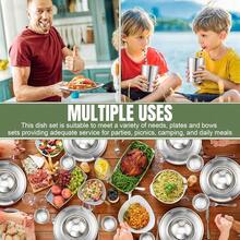 30 Pcs 304 Stainless Steel Dinner Set Stainless Steel Plates And Bowls Include Plates Bowls Cups Forks Spoons Utensil Reusable Metal Camping Dinnerware Tableware For Home Picnic Kitchen(Silver) - Silver - View 8