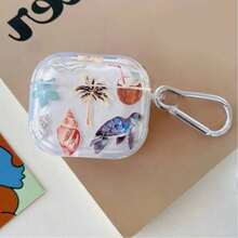 Coconut Island Sea Turtle Design Earphone Case, Transparent Refreshing Earphone Cover, Earphone Anti-Drop Shell, Suitable Compatible With Apple Bluetooth Earphone Protective Case - Clear - View 9