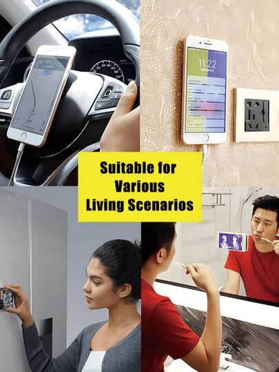 1个双面硅胶粘性手机支架，吸盘式手机壳支架，免提粘性手机手柄，适用于自拍和视频，手机指环支架，可壁挂，可车载，适用于家庭、办公室、浴室、厨房，易于清洁，触感柔软，可重复使用的手机配件