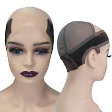 11x5 Inch Velvet Lace Front Wig Cap, Glueless No Slip Wig Grip Liner, Breathable Stretch Mesh Adjustable Wig Net, Invisible Skin-Friendly Wig Accessories For Women Daily Wear - màu nâu - Xem 3