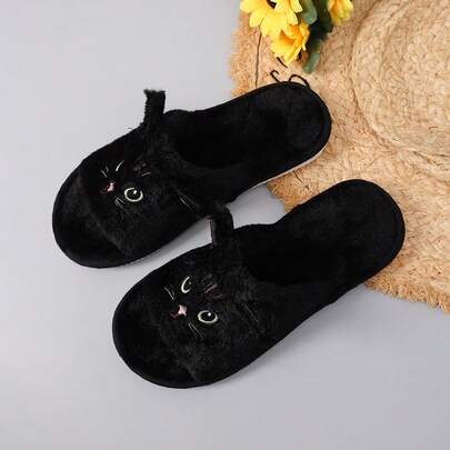 舒适透气卡通沙滩面料柔软毛绒金属孔眼拖鞋，适合居家四季穿着