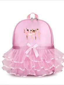 1 Ballet Dancer Backpack, Nylon Casual Dance Bag With Lace, Tassel, And Ruffle Details, Adjustable Shoulder Straps, Lockable Zipper Closure, Dancer Print Design, Ideal Travel Gift, Perfect Vacation Choice - Multicolor - View 11