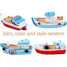4pcs Mediterranean Style Mini Resin Fishing Boat Models, Colorful Dollhouse Boat Accessories, Miniature Landscape And Beach Scene Decoration, Collectible Sailboat Mini Models - Multicolor - View 12