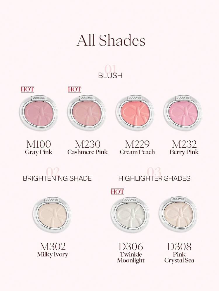 JOOCYEE Rubor y Polvo Iluminador, Iluminador Mate, Maquillaje Natural, Versátil, Tez Radiante - M302 MARFIL LECHOSO - Añade 4