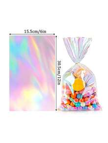 50 túi quà giấy tráng kính hologram, túi giấy tráng kính nhiều màu sắc, túi quà tặng hologram có dây xoắn, thích hợp cho các sự kiện lễ kỷ niệm, tiệc mừng em bé, đám cưới, quà tặng sinh nhật. - Nhiều màu - Xem 13