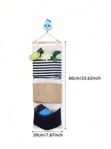 3-Pocket Hanging Storage Bag, Decorative Fabric Wall-Mounted Organizer Suitable For Various Room Types - Multicolor - View 3