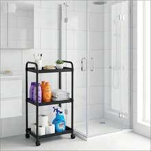 3 Tier Rolling Cart With Wheels, Plastic Roller Cart Organizer With Handle And Lockable Casters, Suitable For Diapers, Baby Nursery, Kitchen, Bathroom, Living Room And Bedside - Black - View 7