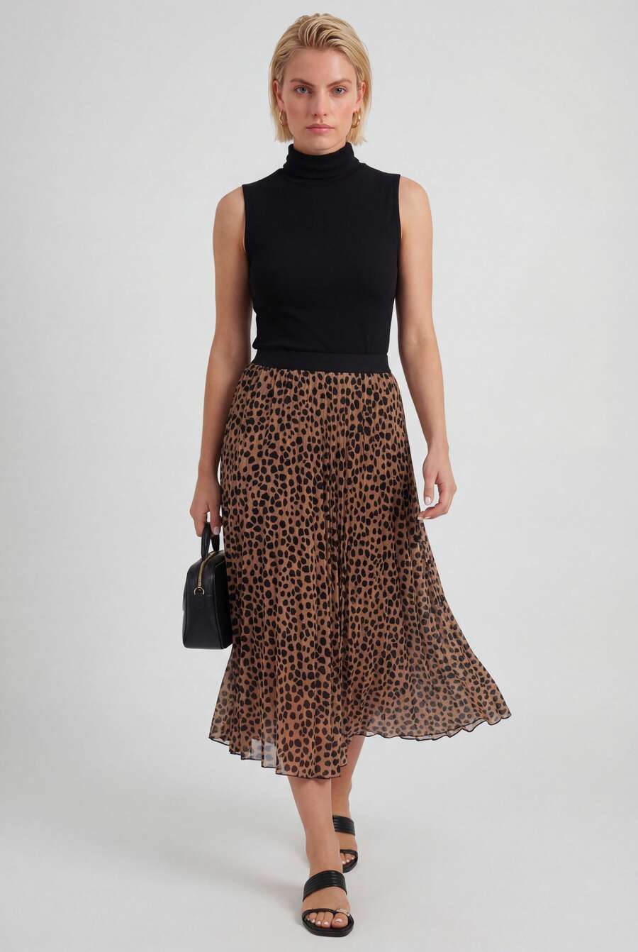 Naf Naf Black/Brown Pleated Skirt Jupes Maroon Stainless Steel - Maroon - View 1