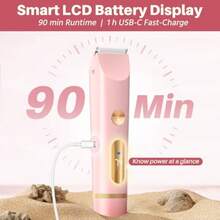 Cortadora de bikini mejorada 2025 para afeitadora de doble cabeza con pantalla LCD recortadora de pelo de cerámica IPX7 impermeable para ducha en húmedo y seco bolsa de regalo-035 - Rosa - Ver 4