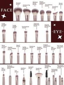 56pcs Combination Set Of Makeup Brushes Eyeshadow Brush & Eyebrow Brush & Foundation Brush & Powder Makeup Brush & Blush Brush & Concealer Brush & Highlighter Brush Ultra-Soft Premium Synthetic Hair For Daily Makeup On Face,Giveaways,Professional Makeup Brushes,Complete Makeup Set - Coffee Brown - View 2