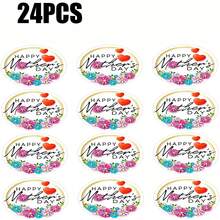 12/24/72Pcs FaCraft Happy Mother's Day Label Stickers, Flowers Mother's Day Gift Label Stickers Mother's Day Label Envelopes Sealed Gift Card Packaging... - TypeA - View 11