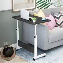 Eight Adjustable Mobile Laptop Table | Rolling Overbed Workstation With Metal Frame & Castor Wheels - A - View 1