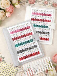 96/144 Colors Magnetic Nail Art Display Book, Detachable Color Cards, High-End Transparent PU Color Card Display Book - 彩色 - 查看 1