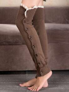 1双女士针织罗纹腿套，宽松长袖腿套，冬季腿套，蕾丝边饰，Y2K风格，舒适保暖 - 彩色 - 查看 19