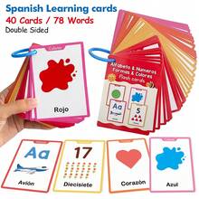 Lachilly 西班牙语词汇闪卡，儿童词汇学习卡，食物、动物、身体部位、水果、蔬菜词汇识别卡，学前幼儿园教育用品，语言学习工具，家庭学校课堂资源和学习用品 - 彩色 - 查看 19