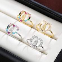 1pc Classic Virgin Mary Portrait Design Cubic Zirconia Inlaid Women Fashion Ring - Multicolor - View 3