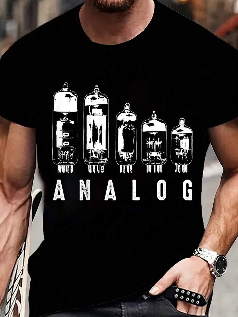 Novelty Og Vacuum Tubes Funny Electron Vae Lover T ShirFashion Streetwear Short Sve Birthday GifSummer T-Shirt - 黑色 - 查看 1