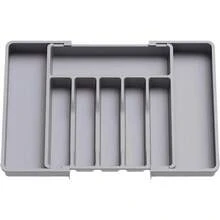 Expandable Cutlery Tray Holder, Drawer Organizer, Adjustable Tray, Organize Kitchen Silverware, Cutlery, Knives And Spoons With Labels, For Messy Kitchen, Bedroom Or Living Room Drawers - 灰色 - 查看 10