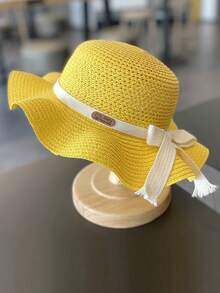 儿童防晒帽套装，夏季女童草帽和包包，婴儿沙滩遮阳帽，多功能女童款 - 帽子 - 查看 15