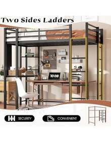 Marco de Cama Metálico, Marco de Cama de Metal Antideslizante,Marco de Cama de Plataforma Duradera, Fácil Montaje, Resistente y Duradero,Litera Base Cama Individual Marco Metal Economicas Tubo - Negro - Ver 7