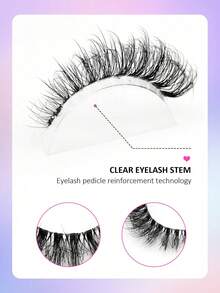 Asiteo 7 Pairs Natural Fluffy Clear Band False Eyelashes Soft Natural Realistic Manga Eyelash Extension Makeup Faux Mink Lashes - Black - View 2