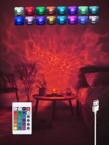 Đèn ngủ chiếu hình sóng nước pha lê 16 màu/3 màu, dùng nguồn USB, thích hợp trang trí nhà cửa, có điều khiển từ xa, tạo không gian ấm cúng cho phòng ngủ, lý tưởng làm quà tặng ngày lễ và đèn hoàng hôn. Chất liệu pha lê acrylic, 3 màu với 16 chế độ chiếu sáng, ánh sáng dịu nhẹ và không gây chói mắt. Đèn chiếu sáng, trang trí nhà cửa, đèn LED, trang trí phòng ngủ, chiếu sáng, phòng ngủ - chiếu gợn nước - Xem 3