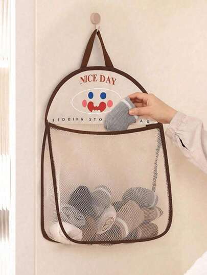 1pc/2pcs Hanging Mesh Storage Bag, Polyester Breathable Washable Laundry Organizer Bag, Wall-Mounted Underwear & Sock Sorting Bag, Bathroom Storage Bag, Bedroom Home Kitchen Storage Bag, Wardrobe Storage Bag, Essential For Dorm & College