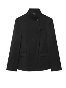 Áo khoác blazer nữ mới năm 2026, tay dài có túi, kiểu dáng công sở thường ngày, màu đen, mùa xuân. - màu đen - Xem 10