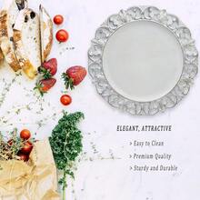 13\ Antique White Charger Plates, Set Of 6 Plastic Textured Chargers For Dinner Plates With Embossed Rim, Table Décor, Party, Wedding, Holiday - FD03W - View 4