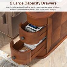 Tribesigns Solid Wood Side Table, Bedside Table With 2 Drawers, No Assembly Required, Vintage Slim Narrow Coffee Desk For Living Room Bedroom Couch Office, Brown Furniture - màu nâu - Xem 6