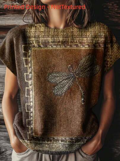 Áo nữ không tay cổ tròn đa năng, kiểu dáng thời trang xuân/hè mới, in kỹ thuật số.