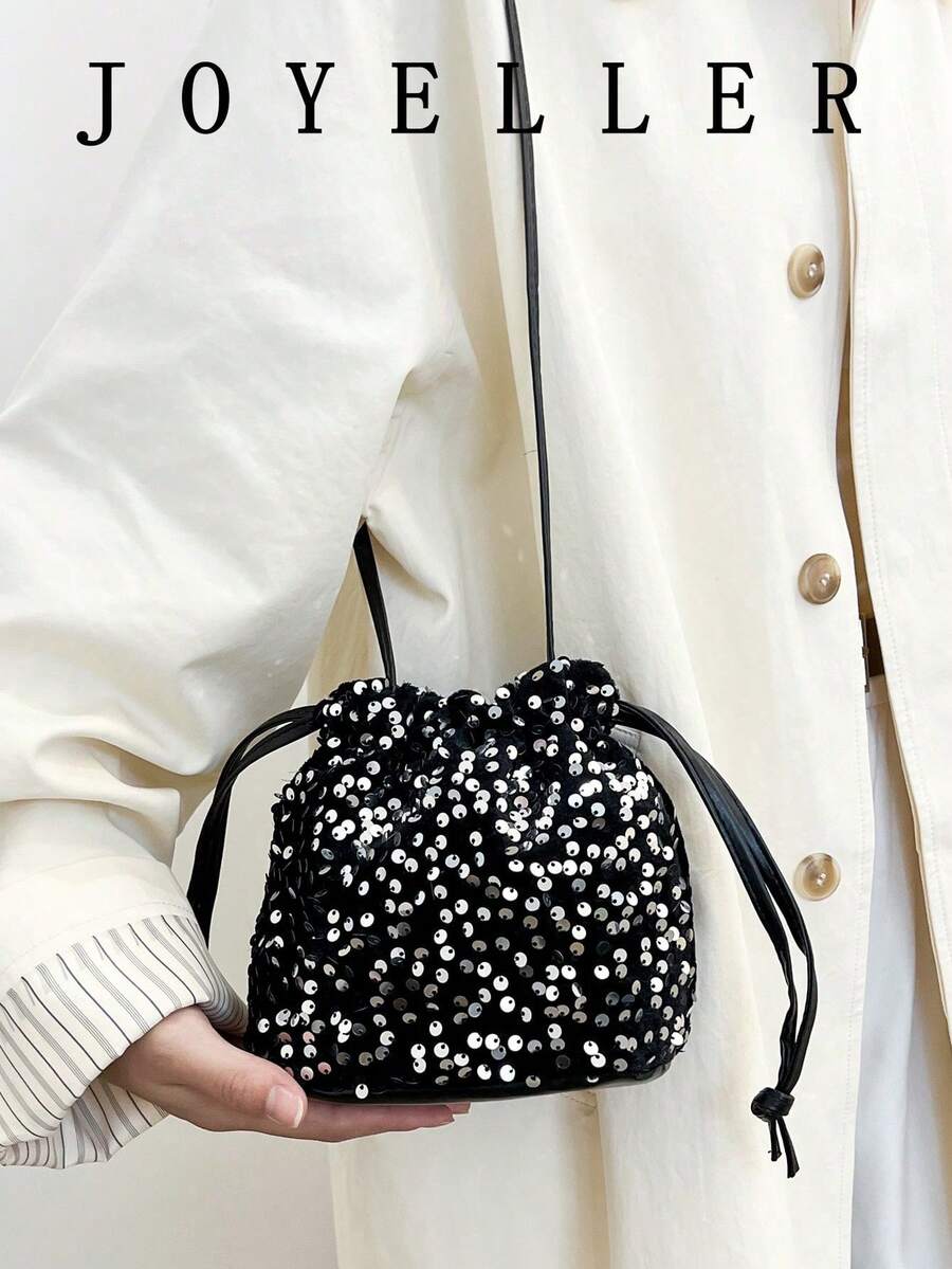 Elegant Small Bag, Vintage Exquisite Sequins, New Lucky Bag, Personalized Pearl Jewelry, Western Versatile, Compact Crossbody Purse For Women