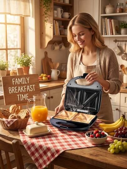  SOKANY 08112 三明治机 家用早餐机 煎吐司神器 不粘涂层煎炸机 水锁纹路设计 口感柔和