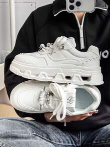 Giày thể thao đế cao phong cách Punk, giày nam. - trắng - Xem 3