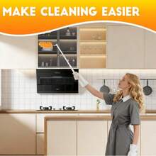 8Pcs Reusable Duster Refill Compatible With Hand Duster +2FT Extended Handle +1 Handle, 360 Heavy Duty Duster Refills For Cleaning, Office, Ceiling Fan - Orange - View 2