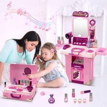 Kids Hair Salon Pretend Makeup & Hairdressing Toy Set - Pink - View 7
