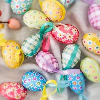 12pcs/Set Easter Eggs Decorations, Includes 6cm/2.36in Plastic Eggs For Easter Decor, Brown And White Ornaments, Suitable For Easter Baskets, Spring Decorations And Easter Gifts