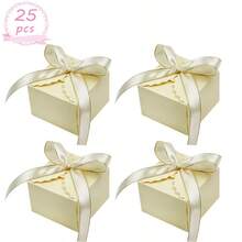 25PCS Spring Theme Small Candy Treat Paper Boxes With Ribbon Party Favour Cookie Gift Pakcgae Paper Box For Birthday Wedding Supplies - Multicolor - View 13