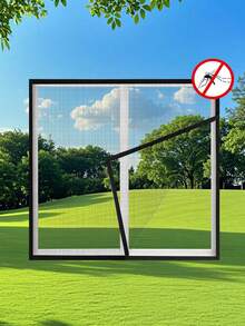 1片黑色自粘防蚊网，家用DIY窗帘纱窗 - 黑色 - 查看 11