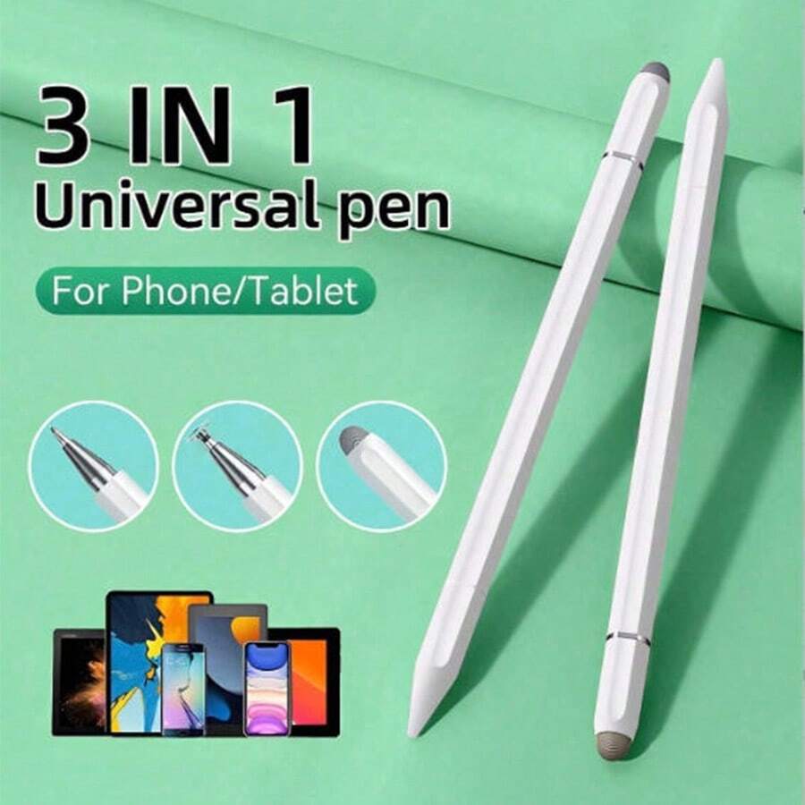 DANYCASE 3-In-1 Universal Rubber Disc Stylus Pen, Compatible With Tablets, Smartphones, IPad Pro, IPad Mini, Surface And Chromebook - Black - View 1