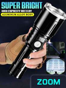 1pc Super Bright Long Range LED Flashlight, USB Rechargeable Waterproof Tactical Flashlight, Outdoor Emergency Torch - Star - View 3