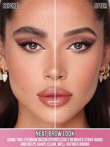 Misslyn眉毛修剪器，锋利，贴合眉形，防滑，便携，新手友好，眼妆，眉毛，眉毛修饰，眉形塑造，3D眼妆，学生，初学者，打造自然眉形 - 黑色 - 查看 2