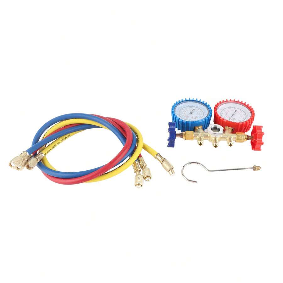 AC Manifold Gauge Set R134A HVAC AC Refrigeration Kit Corrosion Resistant Brass R12 R22 R502 - Juego de manómetros para colector de CA - Ver 1